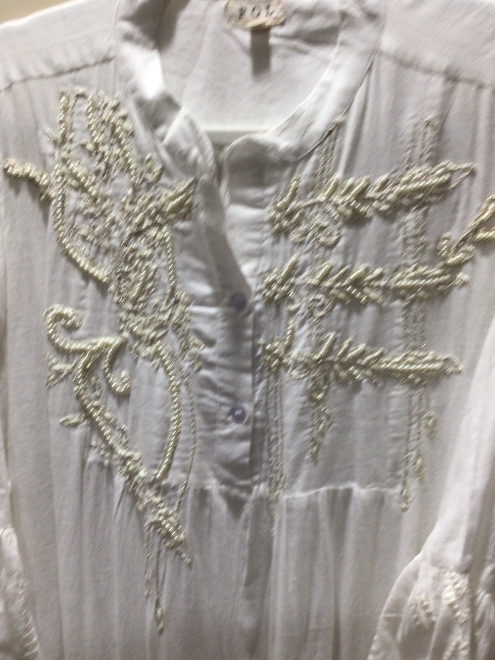 POL NWOT White Maxi Dress with Cream Embroidery & Ruffle 🩷 - Picture 7 of 8